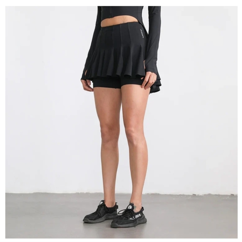 Jelenew Black Asymmetrical Cycling Skort Athletic Skirt Women’s US S UK M